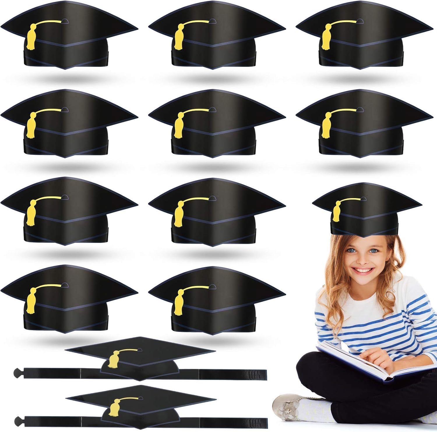 36 Pieces Paper Graduation Cap Adjustable Paper Graduation Hats for Kids (Black): Home & Kitchen