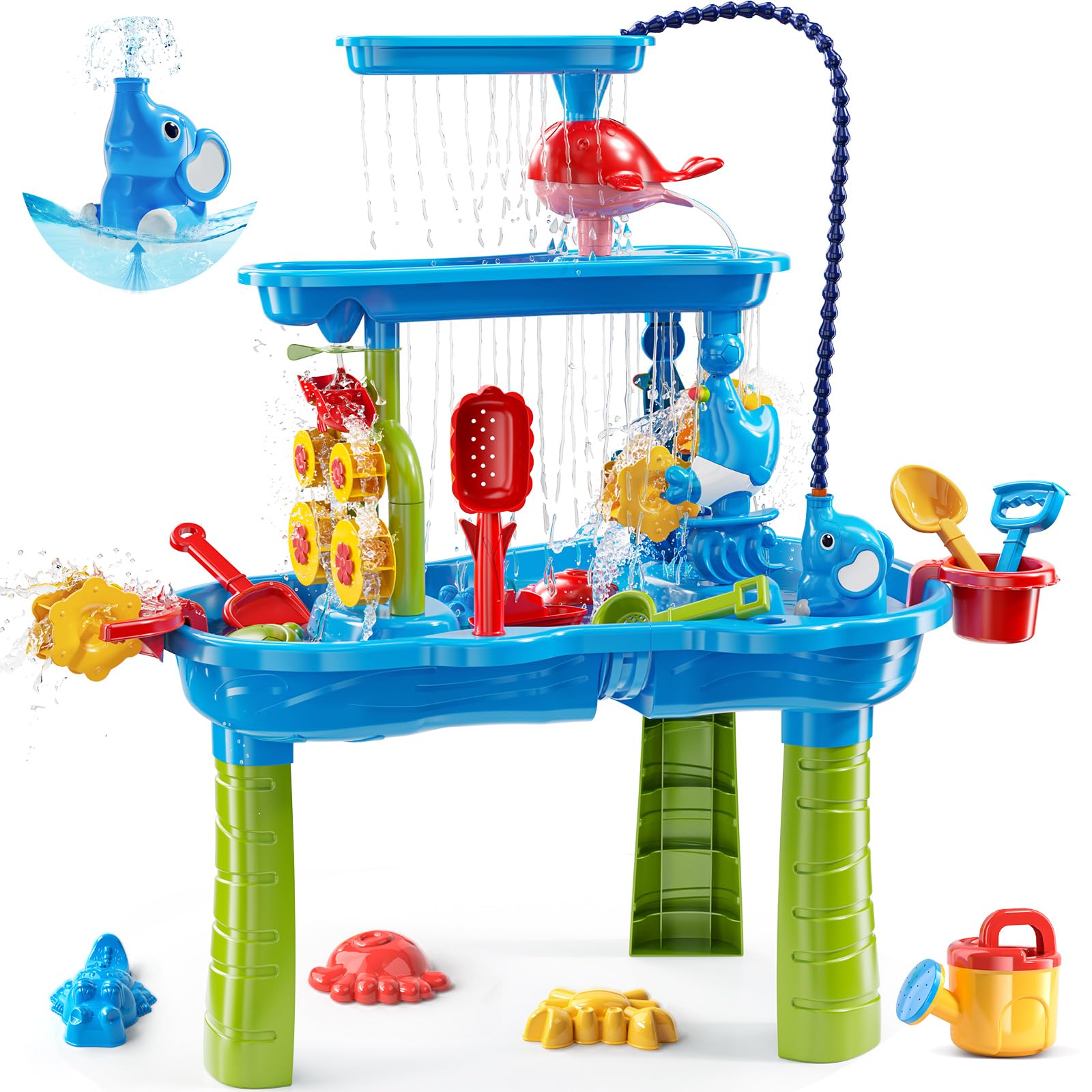 Photo 1 of ****MISSING ONE PIECE (TABLE'S LEG)***NIPLOOOW Auto Water Table for Toddlers 3-5,3-Tier Kids Sand Water Table, Water and Sand Activity Sensory Table Summer Beach Outside Toys Backyard for Kids Toddlers Age 3 4 5 6 7 8