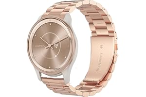 Compatible with Vivomove Trend Bands, Lamshaw Stainless Steel Metal Replacement Strap Bracelet Compatible with Garmin Venu Sq 2/Venu Sq/Venu/Venu 2 Plus/Approach S12/Approach S40/Approach S42/D2 Air/Forerunner 245/Forerunner 55/Forerunner 645/Vivomove Trend/Vivomove Style Smartwatch