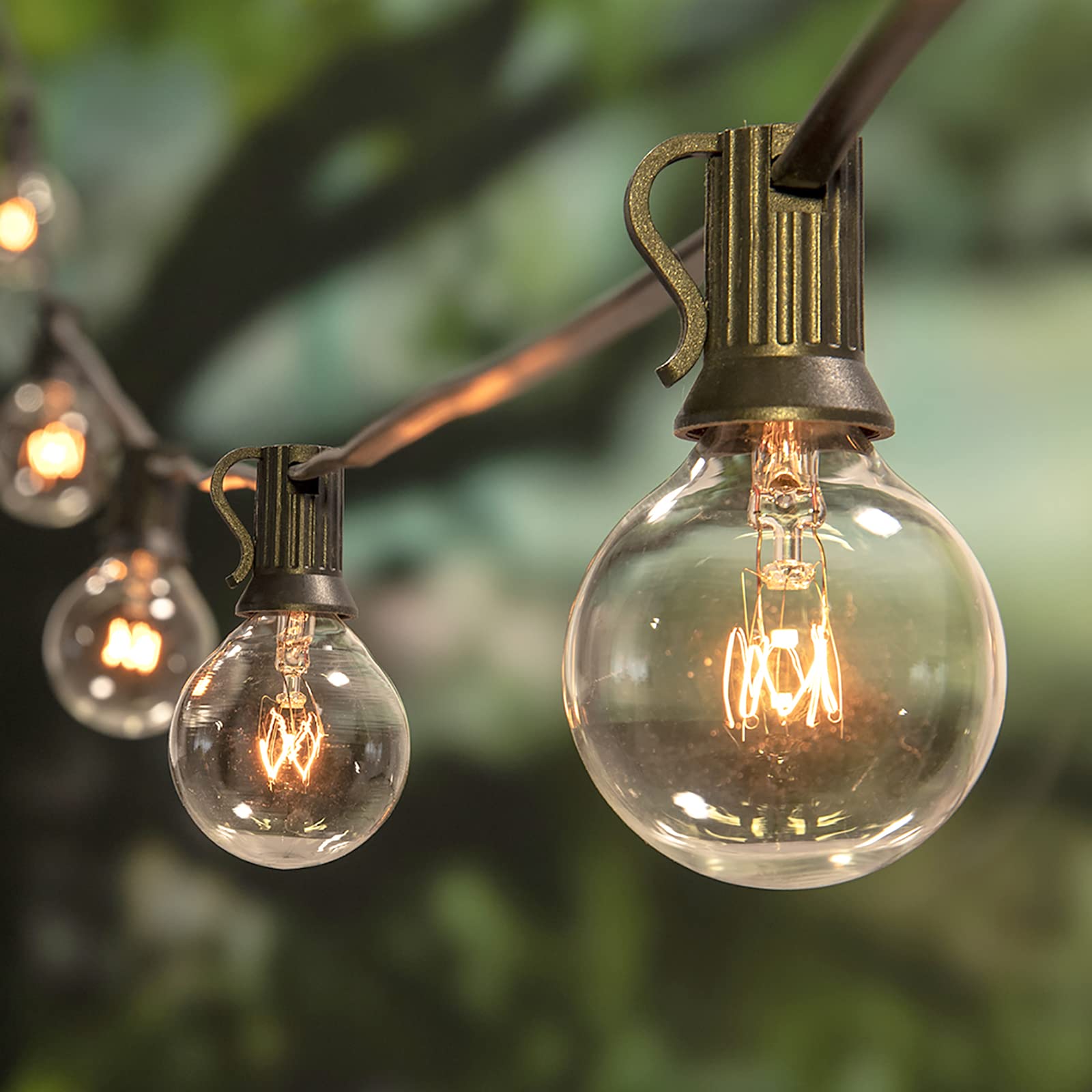 Photo 1 of Outdoor String Lights, 100Ft G40 Globe Patio Lights Waterproof with 100 Warm White Bulbs, Connectable Hanging Backyard Light for Outside Garden Balcony Holiday Party Decor-Black