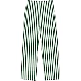 FLildon Pajama Pants 6-14 Years Elastic Waist Lounge Pajama Pants, Green White Stripes