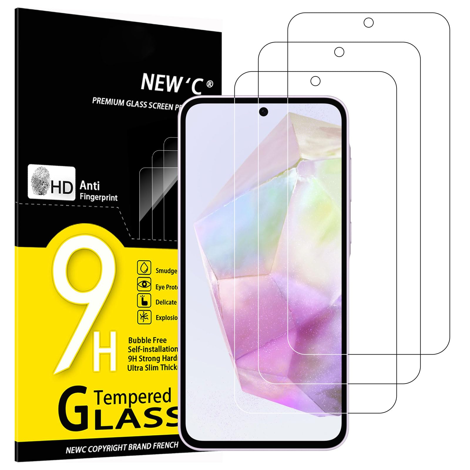 Photo 1 of NEW'C 3 Pack Designed for Samsung Galaxy A56 5G / A36 5G Screen Protector Tempered Glass,Case Friendly Ultra Resistant