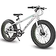 Hiland 20 Inch Kids' Bicycles Fat Tire Mountain Bike for Boys and Girls Age 5 + Years, Shimano 7-Speed, Dual-Disc Brake,Kids Beach and Snow Bicycle