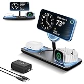 Nimble Podium 3-in-1 Wireless Charging Station for Apple, Qi2-Certified 15W Magsafe Charger Stand, Wireless Charger for iPhone 17 16 15 14 13 - Apple Watch - Airpods Series (Charger & USB-C Included)