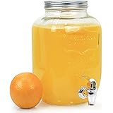 Estilo Glass Beverage Drink Dispenser with Leak Free Spigot, 1 Gallon, Clear
