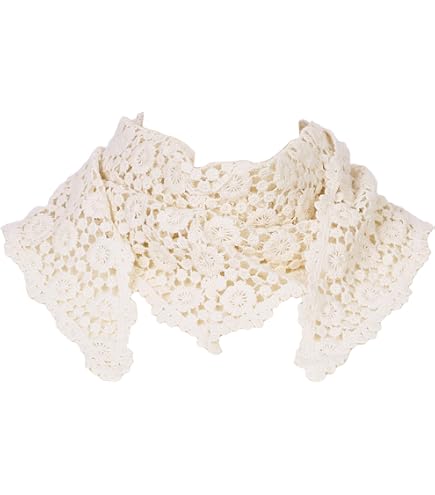 GERINLY Black Lace Head Scarf Crochet Hair Bandana Knit  display picture 3