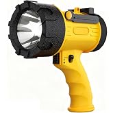Rechargeable Spotlight Flashlight 2000,000 Lumen LED IP67 Waterproof | 12 Hours Long Running Spot Light, Impact Resistant Handheld Spotlight with Detachable Red Lens