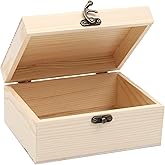 VIKOS Products (1-Pack Unfinished Unpainted Wooden Box with Hinged Lid for Crafts DIY Storage Jewelry Plain Pine Box - Small 