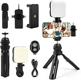 Kalofaye Vlogging Kit for iPhone, YouTube Starter Kit for Content Creators | with Tripod, Soft Light, Content Creator Equipment with Wireless Lavalier Microphone for Vlogging, YouTube, TikTok