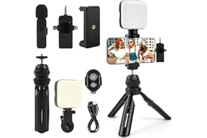 Kalofaye Vlogging Kit for iPhone, Android with Tripod, Soft Light, YouTube Starter kit Content Creator Equipment with Wireless Lavalier Microphone for Live Stream, Vlogging, YouTube, TikTok