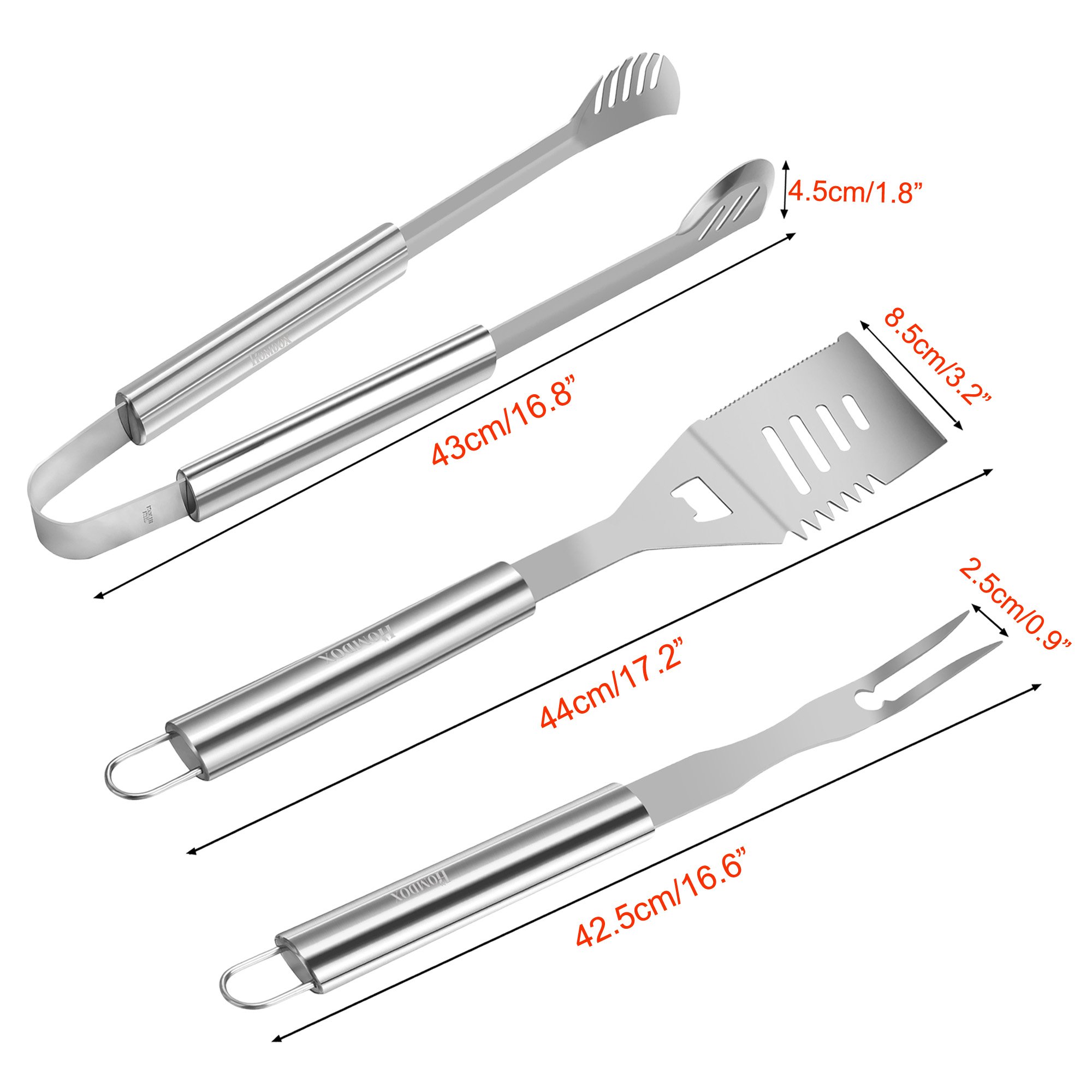 fiugsed 3 stücke Edelstahl BBQ Grill Werkzeuge Set Grill Zubehör Utensilien Kit Spatel Zangen und Gabel