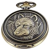 Bronze Animal Dog Wolf Head Pattern Antique Quartz