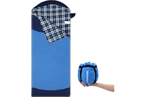 WKFAMOUT Backpacking Flannel Sleeping Bag Lightweight for Adults Hiking Ultralight Compact Sleeping Bag Portable Warm Weather Summer with Compression Sack