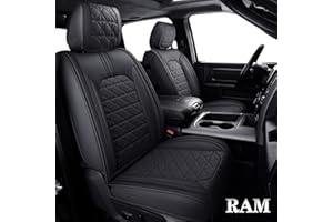 YIERTAI Dodge RAM Seat Covers Fit for 2009-2025 1500HD 2010-2025 2500/3500HD Truck Full Set Crew Double Cab Quad Cab Waterproof Faux Leather Seat Covers(5 PCS Full Set/Black)
