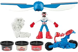 Play-Doh Marvel Captain America Moto-Slicer Playset with Bendy Action Figure, 3 Accessories, Imagination Toys for Kids 4 Years & Up