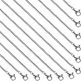 SMYHTGLIF 12 Pcs 20 Inches Small Curb Cuban Necklace Chain for Jewelry Making Silver Stainless Steel Necklace Chain Bulk