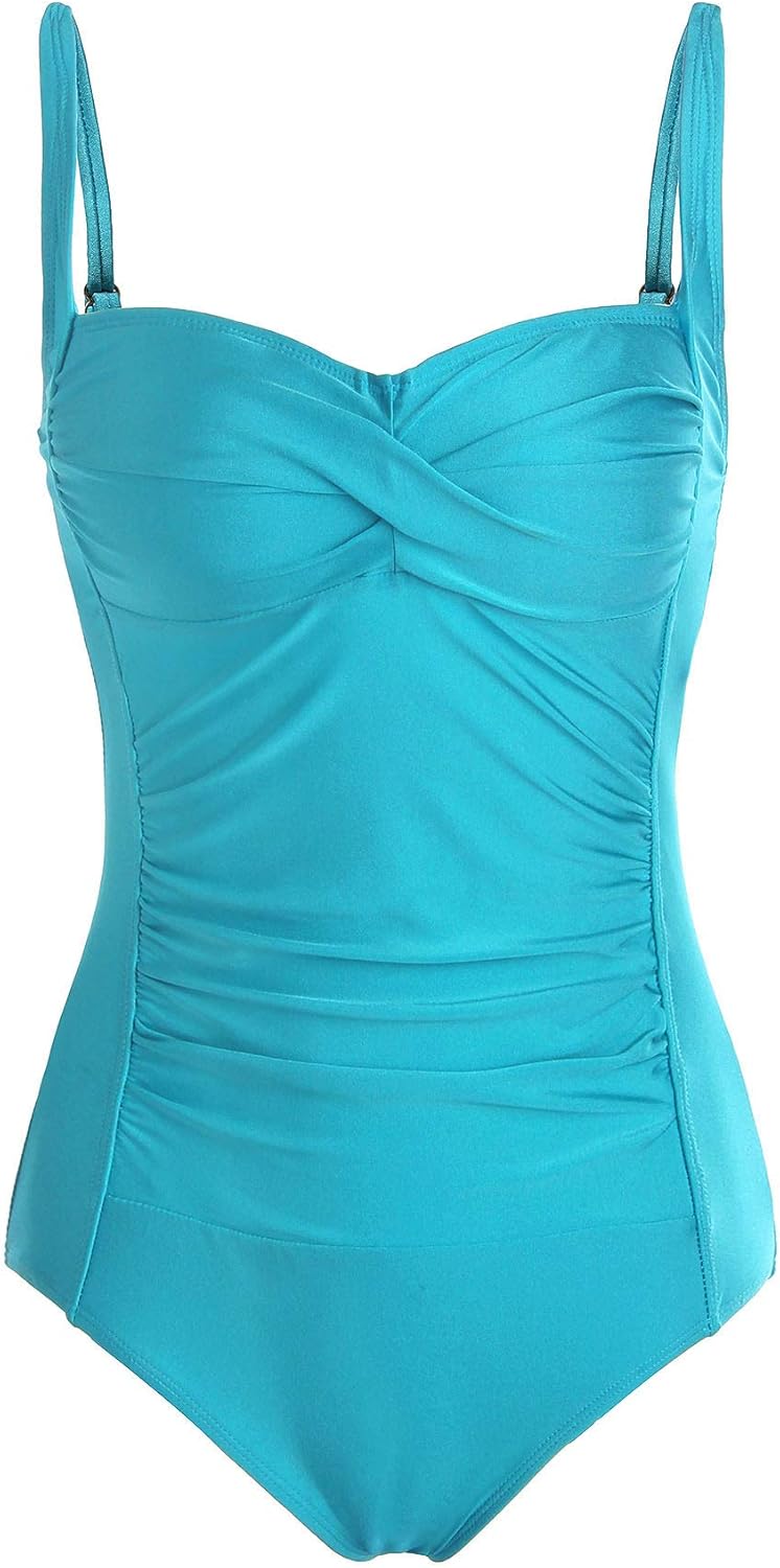 ReliBeauty Women Padded Swimsuit Ruffled One Piece Tummy Control