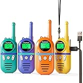 Inspireyes Walkie Talkies for Kids Rechargeable,Toys for Boys and Girls Ages 3-12, 4 Pack Long Range 2-Way Radios, Birthday Gifts,Christmas Stockings, Outdoor Play, Family Games, Hiking Camping Gear