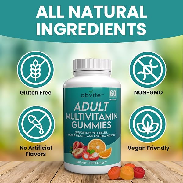 ABVITE PLANT-BASED MULTIVITAMIN GUMMIES, DAILY MULTIVITAMINS FOR MEN AND WOMEN WITH VITAMINS A, C, D, E, B-3, B-6, B-12, BIOTIN, INOSITOL, NON-GMO, GLUTEN FREE, 60 COUNT (30 DAYS SUPPLY)