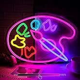 Moodlion Paint Palette Neon Sign For Wall Decor Studio Room Led Lights, Pink Draw Decor Neon Signs Aesthetic Operated Light For Door Decorations, Drawing Room Accessories Neon Sign