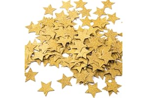 MOWO Glitter Five Stars Confetti Wedding Party Decor and Table Decor, 1.2’’ in Diameter (Glitter Gold,200pc)