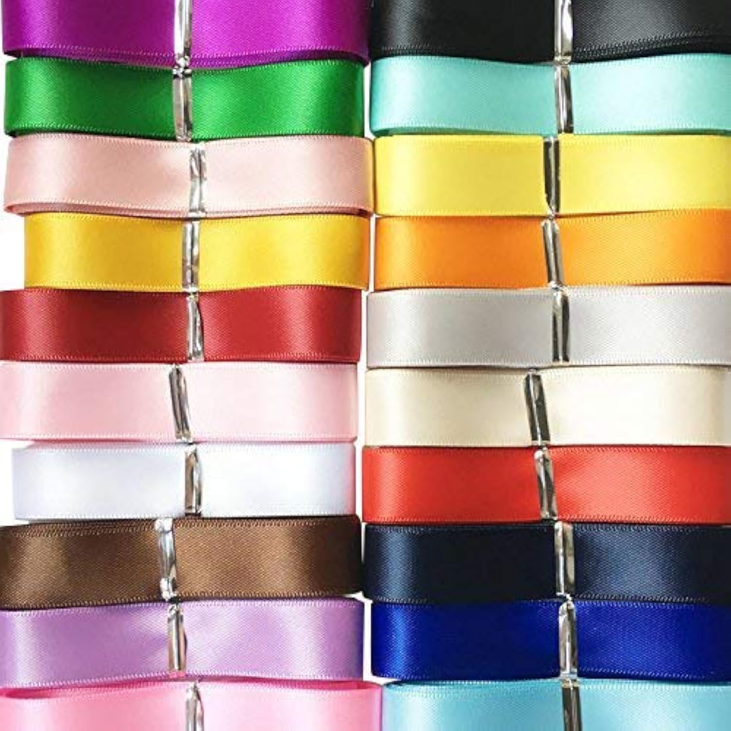 Chenkou Craft 20Yards Double Face Polyester Satin Ribbon Ribbons Assorted of 20 Colors 3/8" 10mm Craft Pack Hair Bow Jewelry Making (3/8" (10mm) Double Side Ribbon)