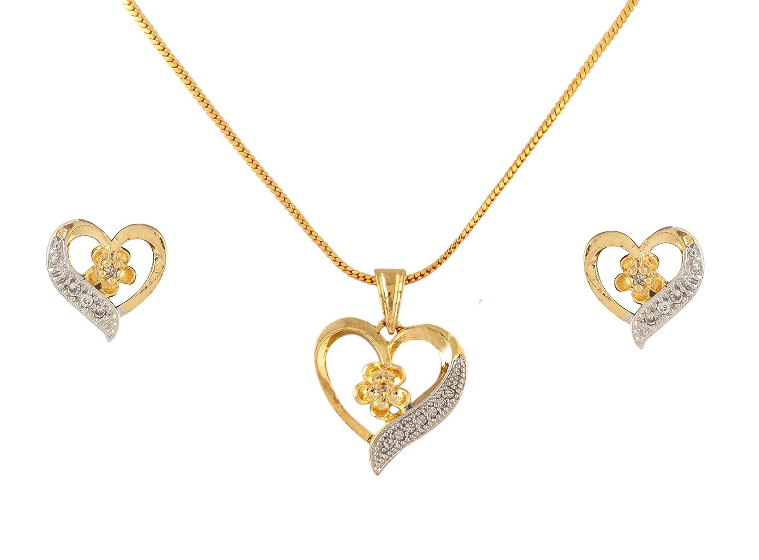 sitashi heart shape 18 k gold plated ad pendant set for girls and women