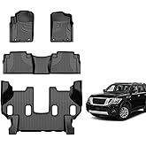 Floor mats Compatible with 2019-2024 Armada/Infiniti QX80 (7 Seats) : Custom Fit All Weather TPE Heavy Duty Car Floor Liners 2019 2020 2021 2022 2023 2024 Armada Accessories