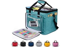 Hoshin Knitting Bag for Yarn Storage, High Capacity Yarn Totes Organizer with Inner Divider Portable for Carrying Project, Kn