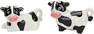 Boston Warehouse Udderly Cow Salt & Pepper Shaker Set, Hand Painted Ceramic
