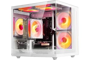 suevery Pre Built Gaming PC, White Tower | M.2 NVMe 512G SSD Radeon 4G Graphics Card DDR4 16G RAM AMD Ryzen5 6Cores Up to 4.1G Wi-Fi6 Desktop Computer Gamer
