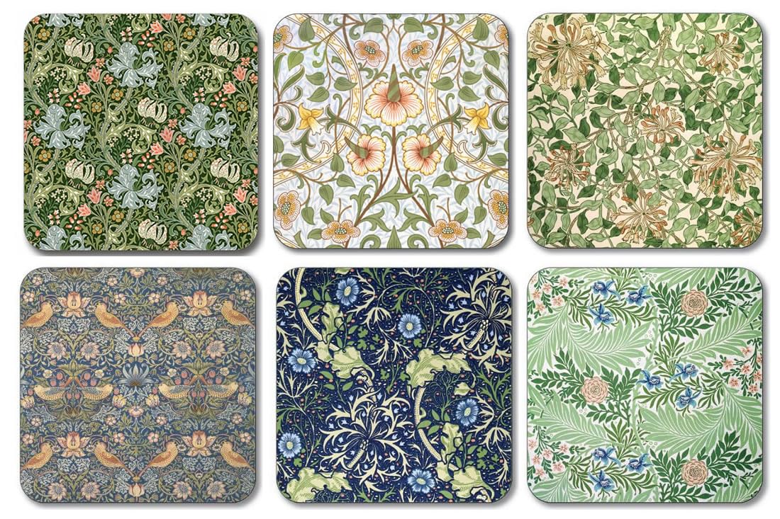 William Morris Mixed Patterns Coasters - Set of 6