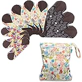 Teamoy 10Pcs Sanitary Pad, Reusable Washable Cloth Menstrual Pads/Panty Liners with Wet Bag, Super-Absorbent, Soft and Comfortable(3pcs×7.9"+4pcs×10"+3pcs×11.6")