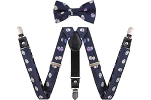 Alizeal Boys Novelty Pre-tied Bow Tie and Adjustable Funny Clips Suspender Set for Easter Party and Family Gathering