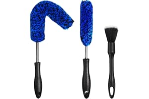 NIKCOSMK 3PCS Wheel Brush Kit for Cleaning Wheel and Tire, Wheel and Rim Brush, Car Detailing Brushes, Bendable & Durable Car Wheel Rim Cleaner Brush Set,Car Detailing Cleaning Brush Supplies Kit