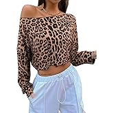 Avanova Women Off The Shoulder Crop Tops Long Sleeve T Shirts Oversized Loose Tee