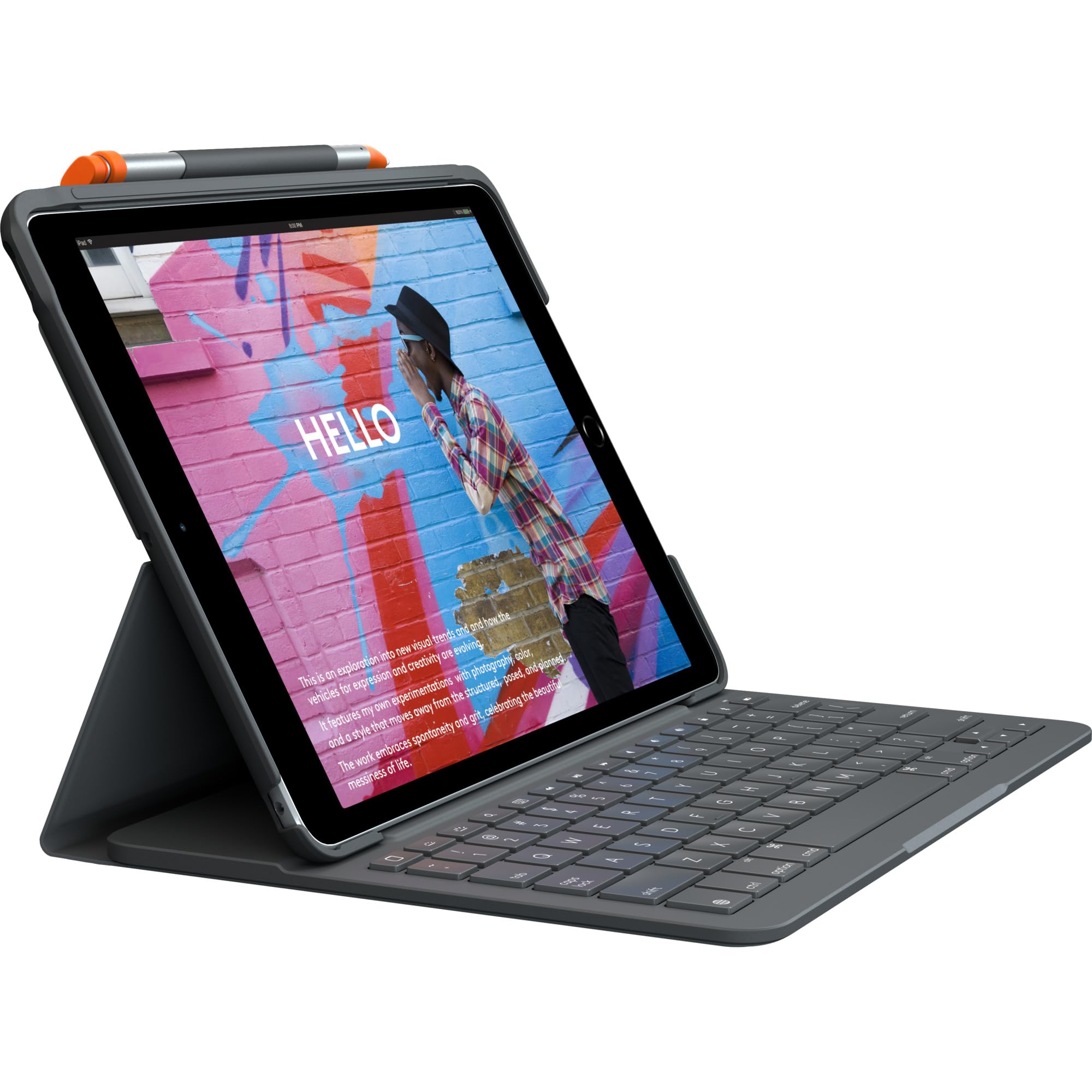 Logitech SLIM FOLIO iPad Keyboard Case 10.2 Inch, QWERTZ German Layout - Graphite Black