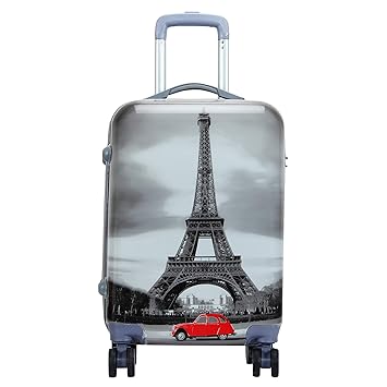 Tramp & Badger 360 Degree Rotating Wheels, Eiffel Tower Printed Pattern 20 Inch Polycarbonate Non-Breakable Trolley Bag (Cabin, Multicolour)