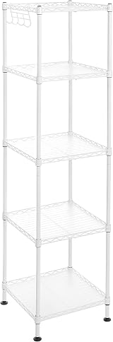 SONGMICS Bathroom Shelf Metal Storage Rack 5 Tiers 100 kg White Translucent view 1