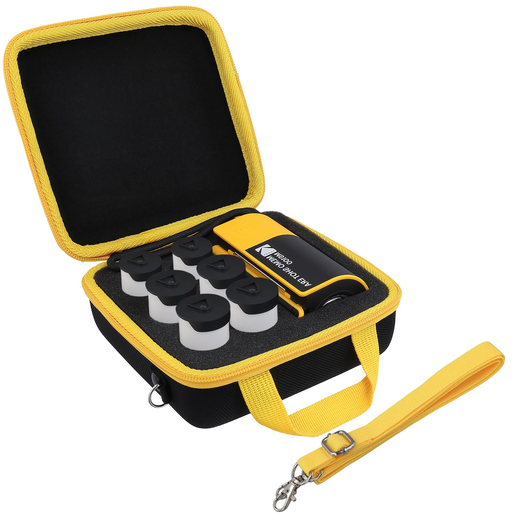 Khanka Hard Travel Case Replacement for Kodak Memo Shot ERA Kids Instant Digital Camera and Photo Label Printer,Case Only (Black,Yellow Zipper)