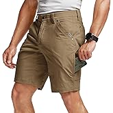 CQR Men's Stretch Utility Shorts, Lightweight Quick Dry Casual Shorts, Hiking Golf Cargo Shorts with Zipper Pockets