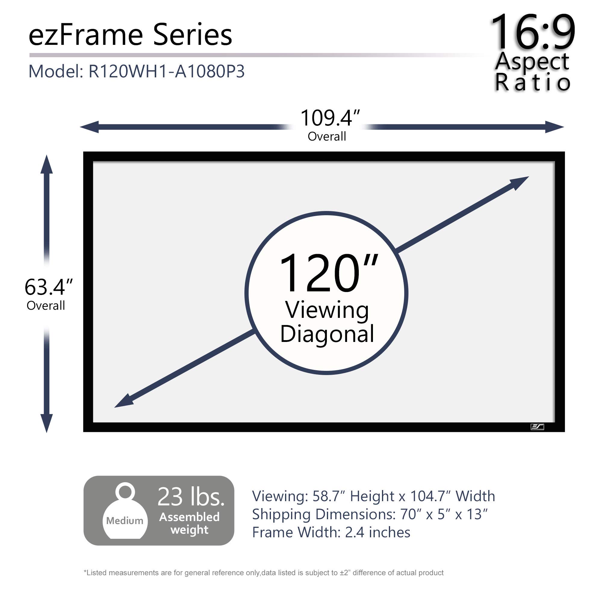 Elite Screens EzFrame Series, 120inch Diagonal 169, Sound Transparent