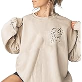 DILYPOD Personalized Embroidered Dog Mom Sweatshirt, Custom Line Art Portrait Dog Sweatshirt, Pet Name Sweatshirts Women, Dogs Mom Hoodie, Customized Pet Lover Gifts, Mothers Day Christmas Birthday