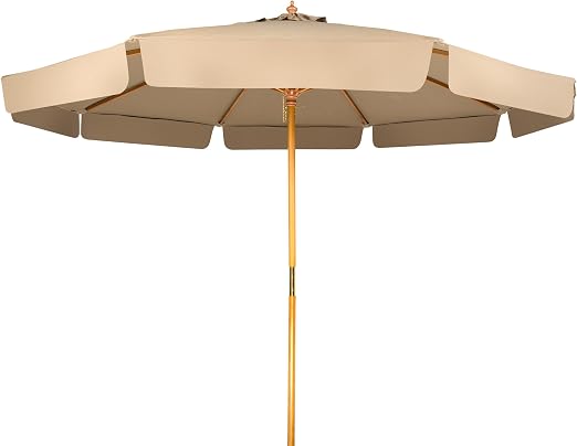 9 Wood Frame Patio Umbrella With Scalloped Edge By Trademark Innovations Tan Amazon Ca Patio Lawn Garden