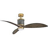 Hinkley Merrick 60" Indoor/Outdoor Smart Ceiling Fan with Light, Wood Composite Propeller Blades, Leather-Accented Motor Hous