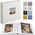 1DOT2 Photo Album with Writing Space 50 Pages 4x6 Photos Hold 200 or 5x7 Pictures Hold 100, Linen Cover Small Photo Book Albums with Memo for Anniversary Wedding Baby (Beige)