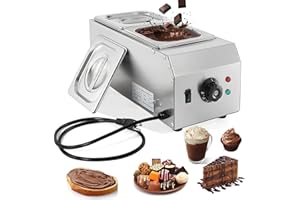 9 Lbs 2 Tanks Chocolate Tempering Machine Chocolate Melter, Chocolate Melting Pot with TEMP Control 86~185℉, 1000W Stainless 