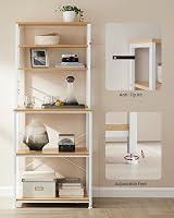 VASAGLE Kitchen Storage Rack 6 Shelves 6 Hooks 40x60x167 cm Golden Oak White view 9