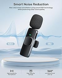2 Pack Wireless Lavalier Microphone for iPhone iPad
