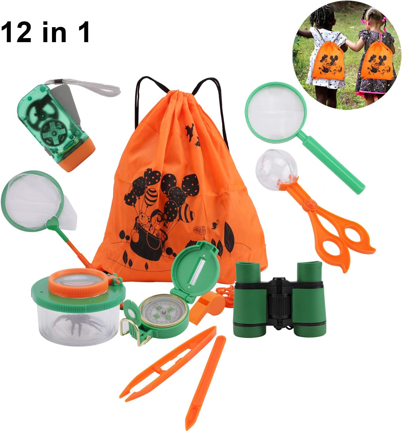 DesignerBox 12 Pack Outdoor Explorer Kit, Kids Adventurer Exploration